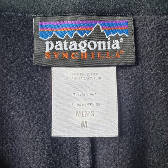 Patagonia Synchilla Jacket Mens Medium Full Zip Fleece Leo Embroidered Black - Picture 5 of 9